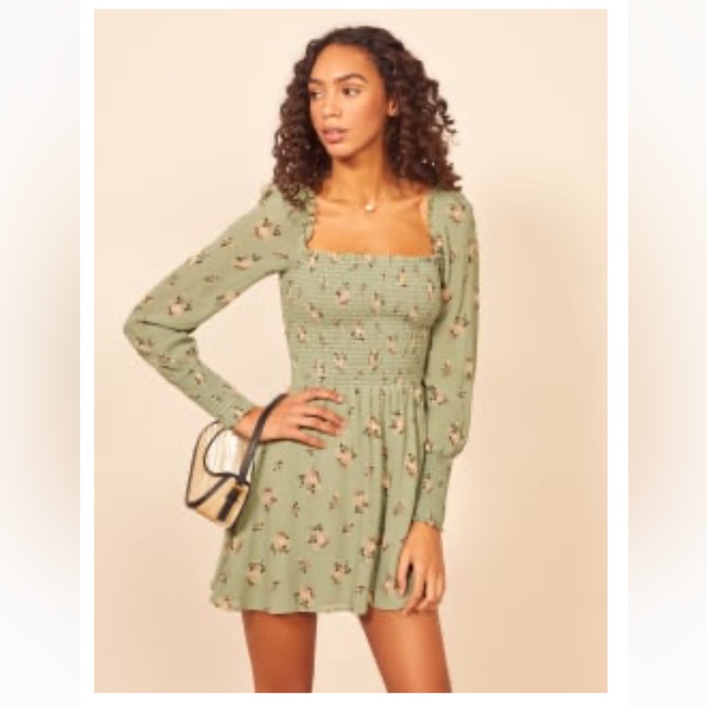 Reformation Long-sleeve Floral Mini Dress